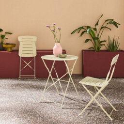 Sweeek - Round Bistro Garden Table, Steel, Folding + 2 Chairs, Green 42.5X53X82 Cm - Balconea - thumbnail 8