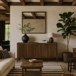 Wyld Haus Manaus Walnut Wood Grain Four Door Sideboard