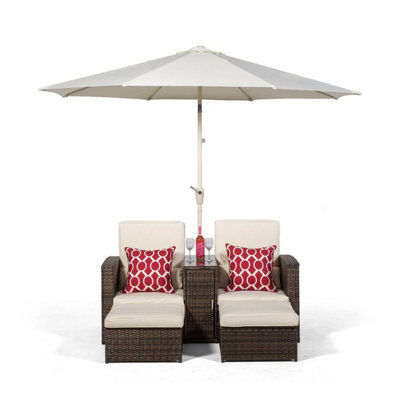 Giardino Nevada Double Reclining Rattan Sun Loungers Set - Brown - image 1