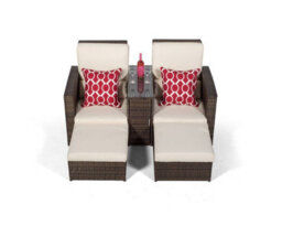 Giardino Nevada Double Reclining Rattan Sun Loungers Set - Brown - thumbnail 4