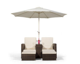 Giardino Nevada Double Reclining Rattan Sun Loungers Set - Brown - thumbnail 2
