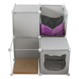 Cost Wise Feline Powered Gray Cat House/tower,design&build+Blanket+Hammock+Scratcher Pad - thumbnail 1