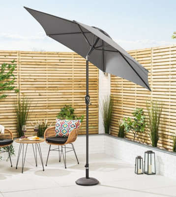 Marco Paul 1.9M Grey Garden Parasol With Cover, Crank Handle, Steel Pole & Vent - image 1