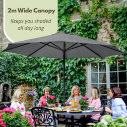 Marco Paul 1.9M Grey Garden Parasol With Cover, Crank Handle, Steel Pole & Vent - thumbnail 7