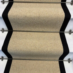 RainbowHome Kalahari Cream Wool Stair Runner With 100% Cotton Black Border 55 700 - thumbnail 2