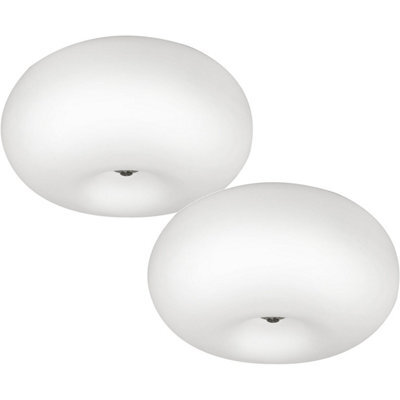 Elegant 2 Pack Satin Nickel Wall Flush Ceiling Light With Opal Glass Shade - image 1