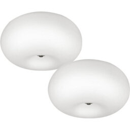 Elegant 2 Pack Satin Nickel Wall Flush Ceiling Light With Opal Glass Shade - thumbnail 1