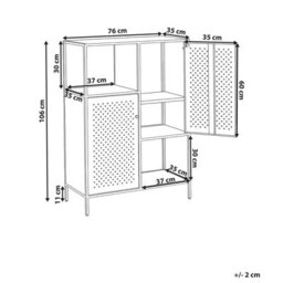 Wyld And Coco Black Powder-Coated Steel Storage Cabinet With Perforated Doors, 6 Shelves, Compact Office Unit (W76 X D35 X H106Cm) - thumbnail 4
