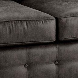 Oakland Suede Leather 2C2 Corner Sofa Black - thumbnail 2