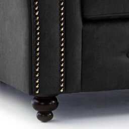 Oakland Suede Leather 2C2 Corner Sofa Black - thumbnail 3