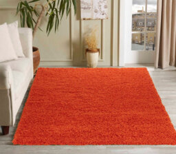 Desire Rugs Plain Living Room Shaggy Area Rugs Orange Round 120X120 Cm - thumbnail 6