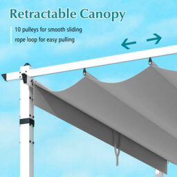 Costway 3.6 X 3 M Outdoor Pergola W/ Retractable Canopy Patio Pavilion Metal Shelter-Grey - thumbnail 5
