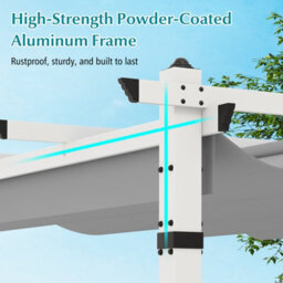 Costway 3.6 X 3 M Outdoor Pergola W/ Retractable Canopy Patio Pavilion Metal Shelter-Grey - thumbnail 7