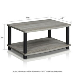 Walplus Furinno 13191Gyw/bk Turn-N-Tube No Tools 2-Tier Elevated Tv Stands, Oak Grey/black - thumbnail 5