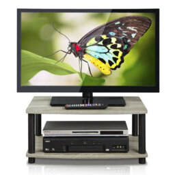 Walplus Furinno 13191Gyw/bk Turn-N-Tube No Tools 2-Tier Elevated Tv Stands, Oak Grey/black - thumbnail 2