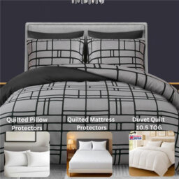 Pamposh Complete Super King Bedding Bundle Set Duvet Cover With Duvet, 2 Pillow Protectors & Mattress Protector Soft Breathable & Cosy - thumbnail 2