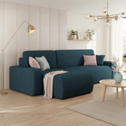 Piano L Modern Corduroy Corner Sofa Poso Soft Large Sofa Bed 130200 Dl Assist Lounge Furniture Blue - thumbnail 1