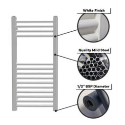 Lux Heat White Ladder Towel Radiator 1600mm (H) X 400mm (W) - thumbnail 7