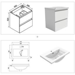 AVER-GROWTH 500mm Wall Hung Vanity Unit With Basin Matt White Ceramic Sink Bathroom Wall Mounted Storage Cabinet Soft Close Hinges 2 Drawers - thumbnail 7