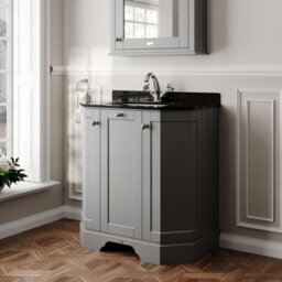 Hudson Reed Floor Standing 3-Door Angled Vanity Unit With 1 Tap Hole Black Marble Top & Basin, Storm Grey, 786X470mm - thumbnail 4