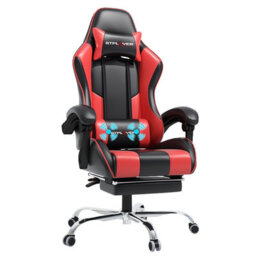 Gtplayer Gaming Chair, Massage Computer Chairs With Footrest For Adults, Ergonomic High Back Height Adjustable Chair, Red