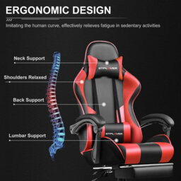 Gtplayer Gaming Chair, Massage Computer Chairs With Footrest For Adults, Ergonomic High Back Height Adjustable Chair, Red - thumbnail 5