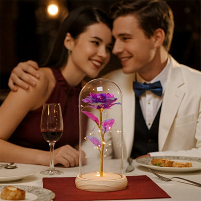 Living And Home Colored Gold Purple Glass Dome Rose Warm Light Glass Lamp 10Cm Diameter X 20Cm Height - image 1