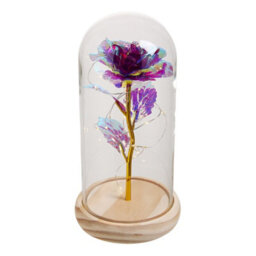 Living And Home Colored Gold Purple Glass Dome Rose Warm Light Glass Lamp 10Cm Diameter X 20Cm Height - thumbnail 4