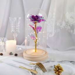 Living And Home Colored Gold Purple Glass Dome Rose Warm Light Glass Lamp 10Cm Diameter X 20Cm Height - thumbnail 2