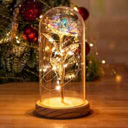 Living And Home Colored Gold Purple Glass Dome Rose Warm Light Glass Lamp 10Cm Diameter X 20Cm Height - thumbnail 3