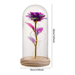 Living And Home Colored Gold Purple Glass Dome Rose Warm Light Glass Lamp 10Cm Diameter X 20Cm Height - thumbnail 9