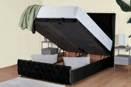UKBEDFURNITURE Edwina Plush Black End Opening Divan Ottoman Bed With 54 Inch Headboard - thumbnail 2