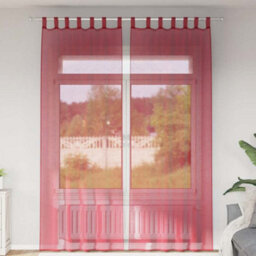 Berkfield Voile Curtains With Loops 2 Pcs Wine Red 140X260 Cm - thumbnail 1