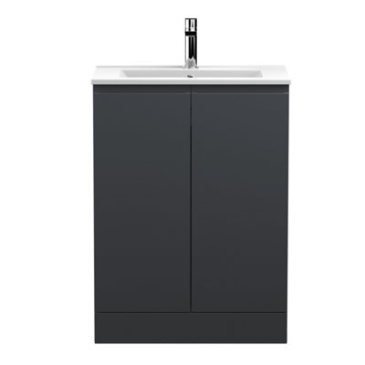 Hudson Reed Urban Soft Black Floor Standing 2 Door Vanity Unit And Basin With Silent Close, 828 X 610 X 390 - image 1