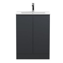 Hudson Reed Urban Soft Black Floor Standing 2 Door Vanity Unit And Basin With Silent Close, 828 X 610 X 390 - thumbnail 1