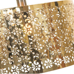 Happy Homewares Moroccan Designed Large Gold Metal Pendant Shade With Floral Decor - thumbnail 2
