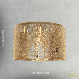 Happy Homewares Moroccan Designed Large Gold Metal Pendant Shade With Floral Decor - thumbnail 5