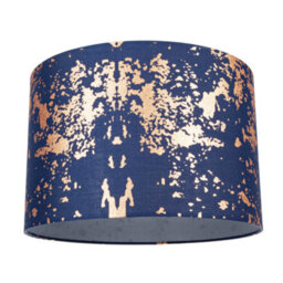 Happy Homewares Modern Navy Blue Cotton Fabric Shade With Copper Foil Decor For Table Or Ceiling - thumbnail 1
