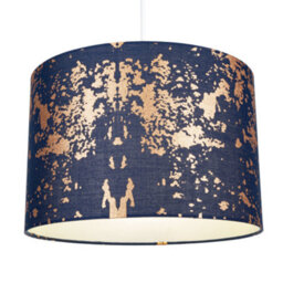 Happy Homewares Modern Navy Blue Cotton Fabric Shade With Copper Foil Decor For Table Or Ceiling - thumbnail 2
