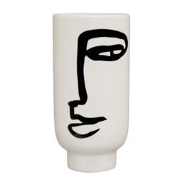 Orsina Robust Ceramic Large Black And White Face Vase, Minimalist Ceramic Flower Vase, Sleek Vase For Flowers - thumbnail 1