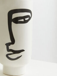 Orsina Robust Ceramic Large Black And White Face Vase, Minimalist Ceramic Flower Vase, Sleek Vase For Flowers - thumbnail 4
