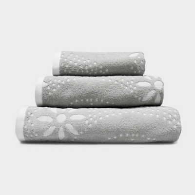 Allure Bath Fashions Sculpted Floral Patterned Bath Towel - Dove Grey - image 1