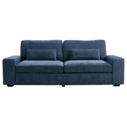 Living And Home 2-Seater Blue Chenille Upholstered Sofa With Pillows - thumbnail 2