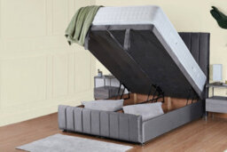 UKBEDFURNITURE Hamilton Plush Grey End Opening Divan Ottoman Bed With 54 Inch Headboard - thumbnail 2