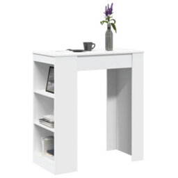Berkfield Bar Table With Racks White 95X47X103.5 Cm Engineered Wood - thumbnail 1