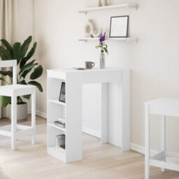 Berkfield Bar Table With Racks White 95X47X103.5 Cm Engineered Wood - thumbnail 3