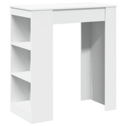 Berkfield Bar Table With Racks White 95X47X103.5 Cm Engineered Wood - thumbnail 2