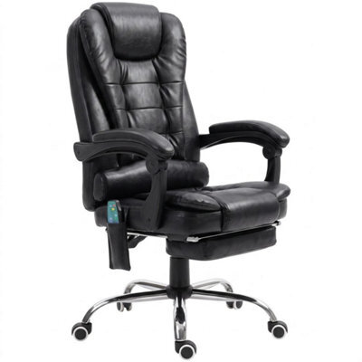 High Back Heated Massage Office Chair With 6 Vibration Points, Footrest, Black - image 1