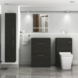 Royal Bathrooms Turin 600mm Hale Black Floor Standing Worktop Vanity Unit - 2 Drawer With Matt Black Handle - thumbnail 2