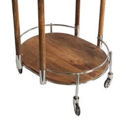 Try Round Mango Wood Drinks Trolley With Silver Frame In Natural Finish - thumbnail 4